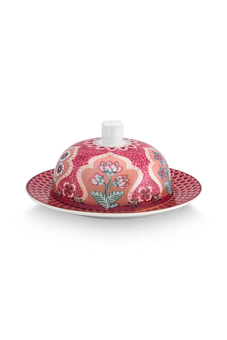 Pip Studio Flower Festival Botervloot Rond Deco Donker Roze Best Sale