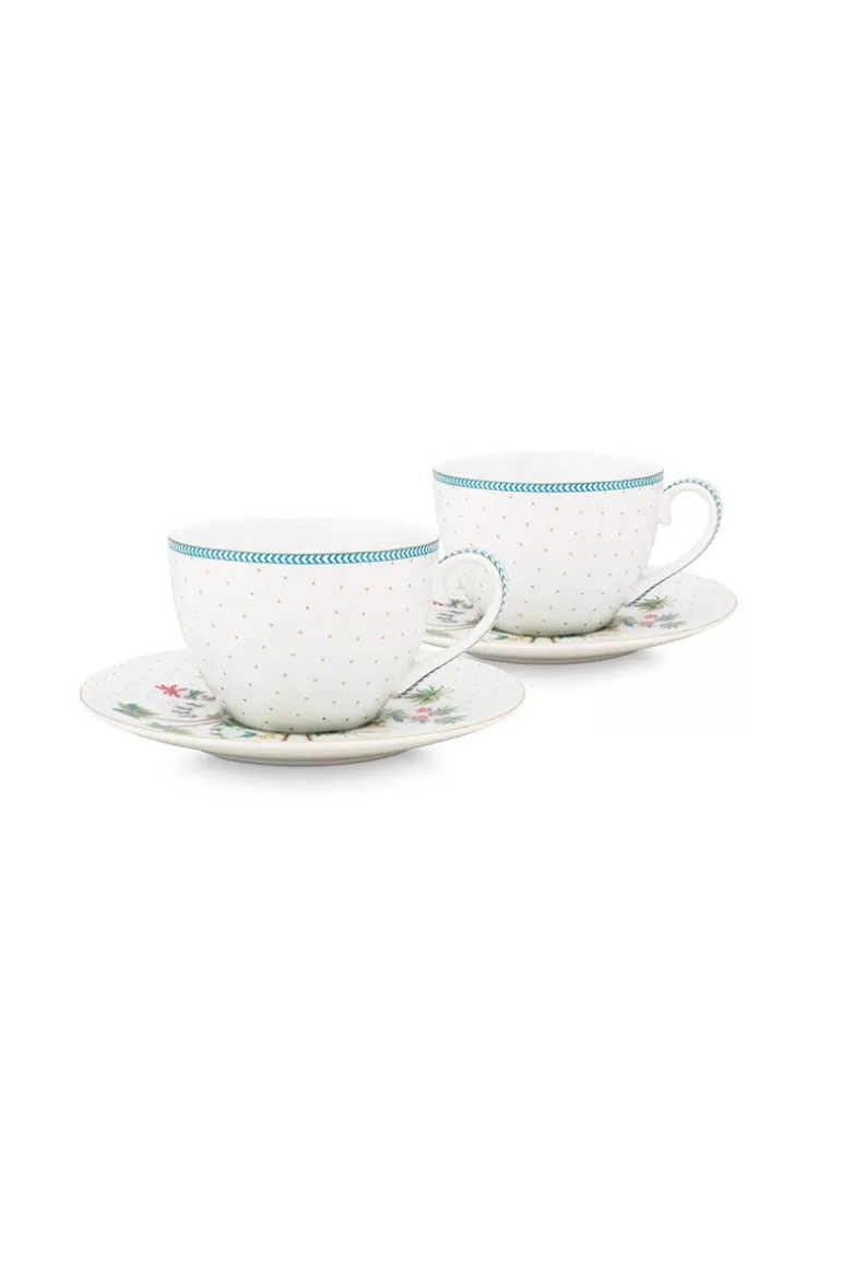 Pip Studio Jolie Set/2 Cappuccino Kop & Schotel Dots Gold Outlet