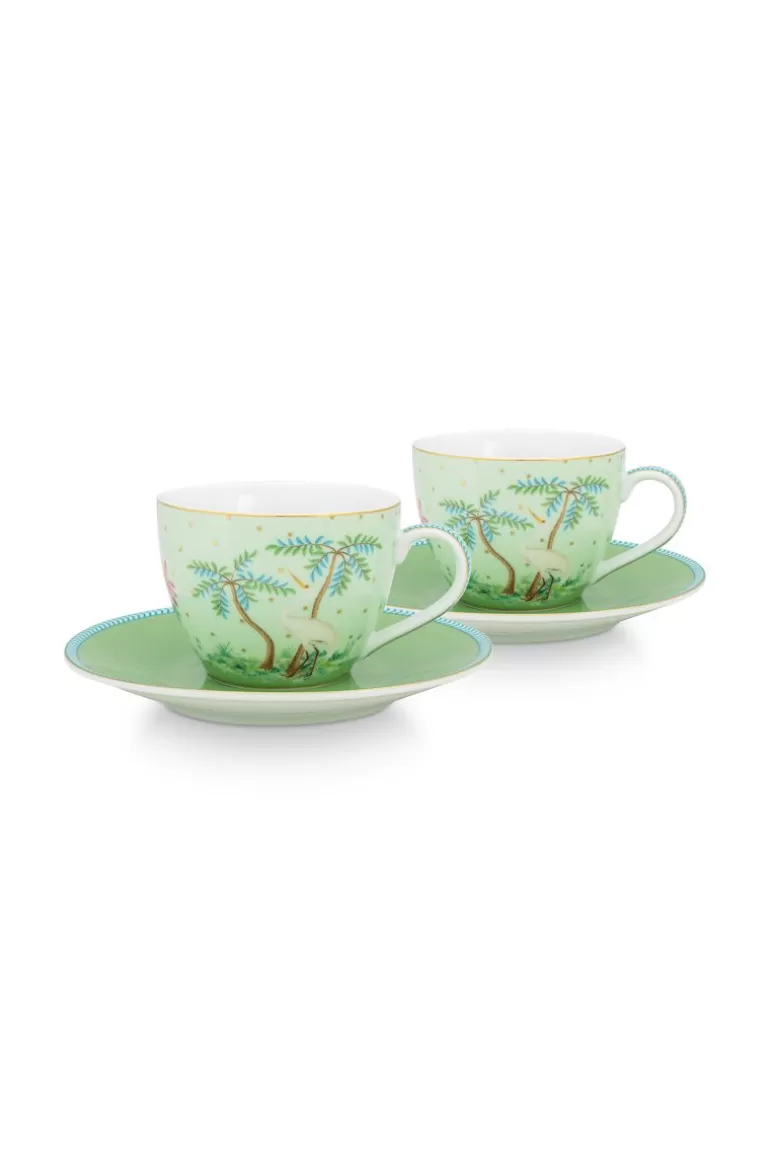 Pip Studio Jolie Set/2 Espresso Kop & Schotel Groen Shop