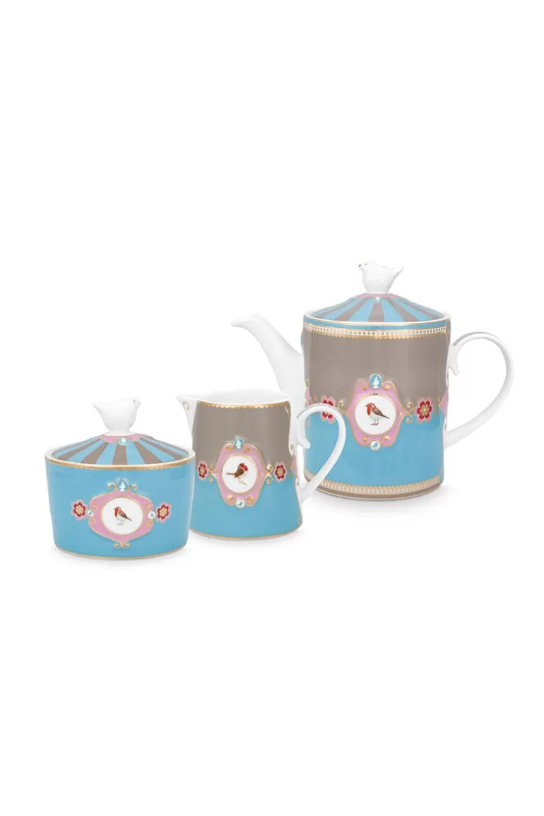 Pip Studio Love Birds Thee Set/3 Blauw/Khaki Multi Discount