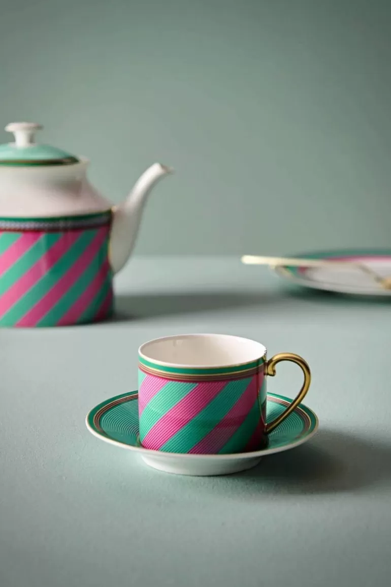 Pip Studio Pip Chique Stripes Cappuccino Kop & Schotel Roze/Groen Best Sale