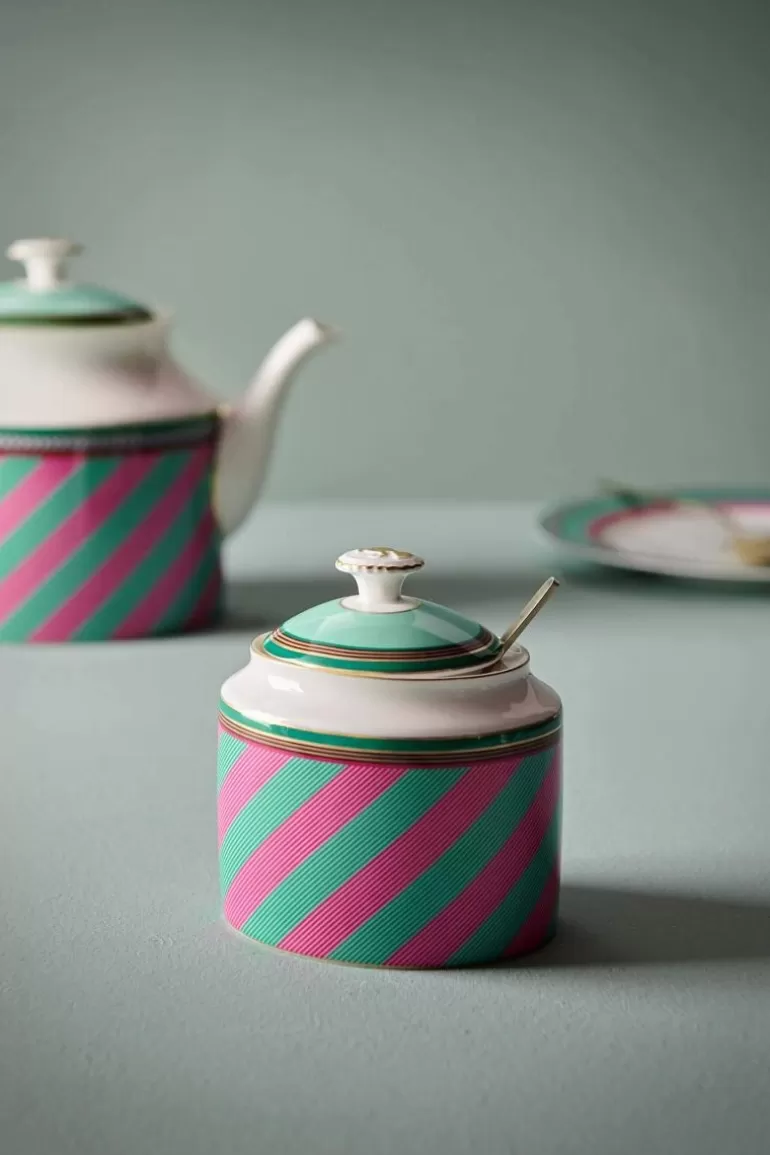 Pip Studio Pip Chique Stripes Suikerpot Roze/Groen Sale